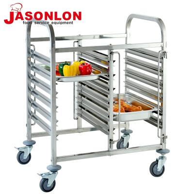 China Hotel Hang Down Bakery Rack Trolley Cooling Cart for Bakeries Food GN Double Pan Stainless Steel Serving Trolley for sale