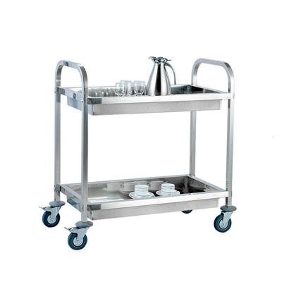 China Hot Selling Hotel Trolley Square Tube Supply Clearance Trolley With 2tier Deep Dish Rack Stainless Steel Handcart Trolley for sale