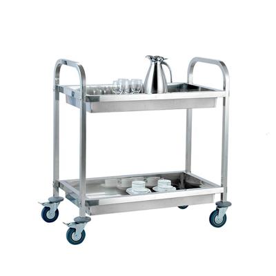 China Hotel Square Tube Service Cleaning Cart and Gathering Cart Carts with 2tier Deep Dish Rack Stainless Steel Serving Cart for sale