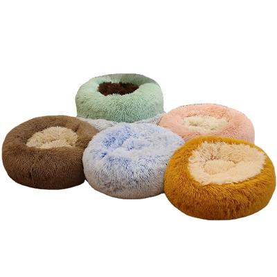 China Durable Washable Premium Luxury Plush Dog Cat Round Pet Bed for sale