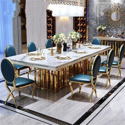 China (Other) Postmodern Italian Rectangular Dining Table Light Luxury Marble Adjustable Dining Table Set 8 Seater for sale