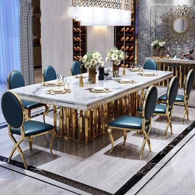 China (Other) dining room furniture marble adjustable european standard dining table set luxury 6 chairs for sale