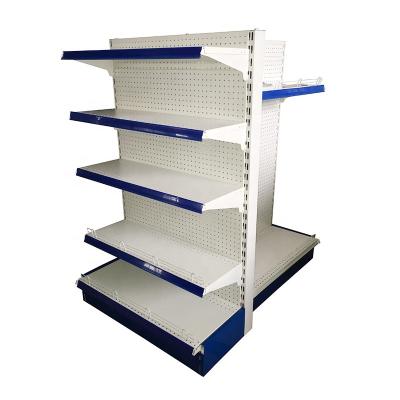 China Single Sided Perforate Gondola Wall Department Market Shelves Gondola Shelf Grocery Shelving for sale