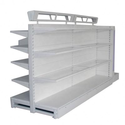 China Single Sided White Gondolas Racks Shelf Supermarket Double Sided Pegboard Display Stand for sale