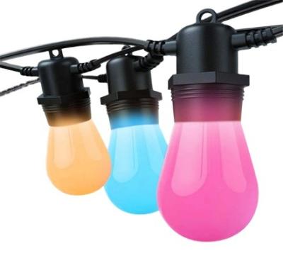 China Multicolor Waterproof Hotel RGBW 48ft Control Dimmable LED IP65 WiFi Smart Outdoor Bulbs String Lights for sale