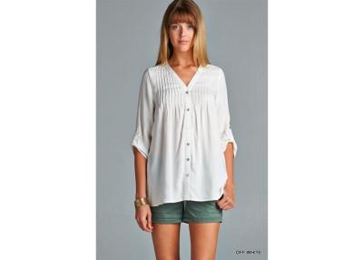 China Pure White Bare Back FashionLadies Tops And Blouses With Crochet And Button Up Front for sale