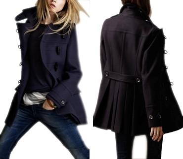 China Stunning Navy Duffle Woolen Coats For Women , Warm Cashmere Clothing for sale