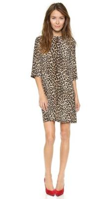 China Sexy Leopard Printed Dreses Wild Half Sleeve Womens Knee Length Dress for sale