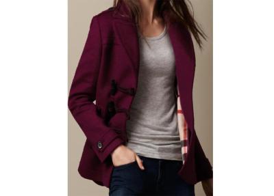 China Customized Winter Short Wool Pea Ladies Fashion Coats in Purple with Zip Pocket for sale