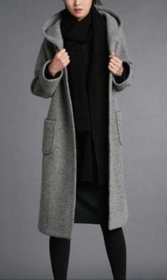 China Long Wool blend Hooded Young Ladies Fashion Coats A Line Winter Garments for sale