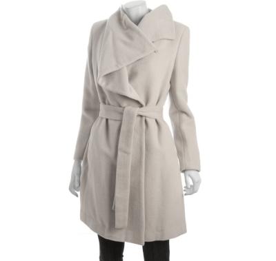 China Gray Belted Wool blend Ladies Fashion Coats Eco Friendly for Winter , Spring , Autumn for sale