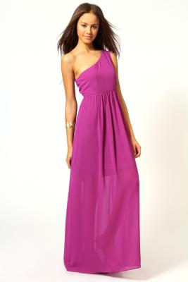 China Formal One Shoulder Chiffon Womens Maxi Dresses For Summer , Spring , Fall for sale