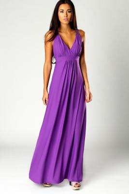 China Purple Summer Sexy Deep V Neck Womens Maxi Dresses For Wedding Party for sale