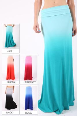 China Pastel Color Ombre Maxi Women Dresses Skirts In Rayon Fabrics for sale