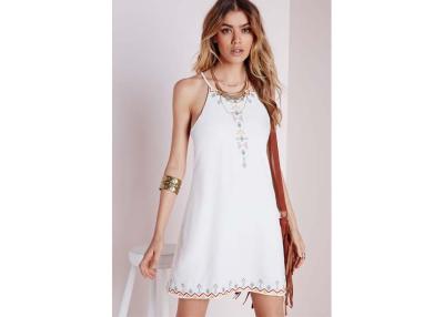 China Round Neck Sleeveless Short Cami Dress Strappy Embroidery For Girl for sale