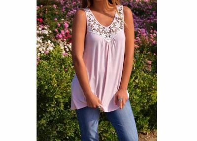 China Lovely Lace Trim Sleeveless Ladies Tops And Blouses Scoopneck Backless for sale