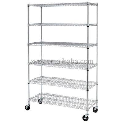 China Wholesale high quality cheap chrome plated supermarket wire shelving, wire shelf, wire display racks with NSF approved and casters for sale