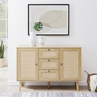 China (Others)Adjustable High Quality Rattan Furniture With 3 Drawers Nordic Sideboard Cabinet Rattan Sideboard for sale