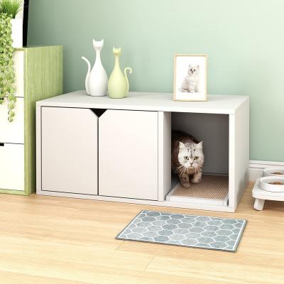 China Sustainable High Quality Pet Cages Carriers Modern Design Espresso Cat Litter Box Cat House Eco Friendly Pet Furniture for sale