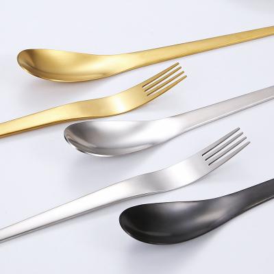 China CHINA OEM 304 Stainless Steel Dinnerware 4pcs Gold Steak Knife Fork and Spoon Matte Polished Cutlery Stocked Set for sale