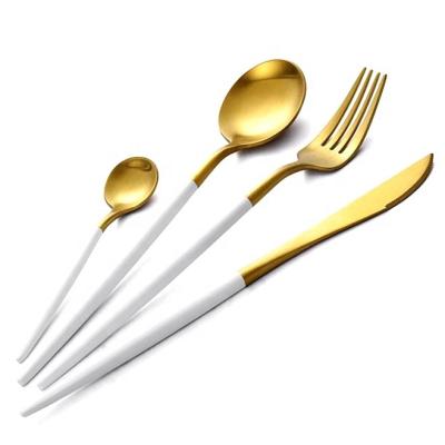 China Disposable Luxury Restaurant Tableware Spoon Fork Knife Platinum 304 Food Grade Stainless Steel Safe Tableware for sale