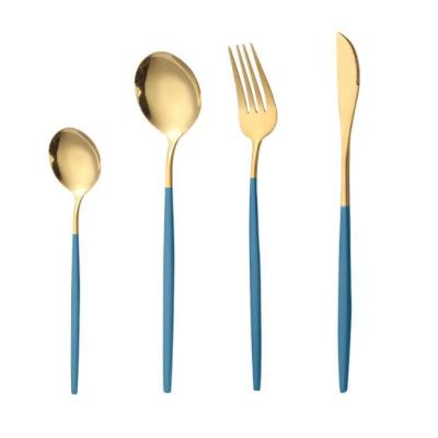 China Viable Portugal 304 stainless steel cutlery set Nordic style business travel creative gold-plated drawing tableware for sale