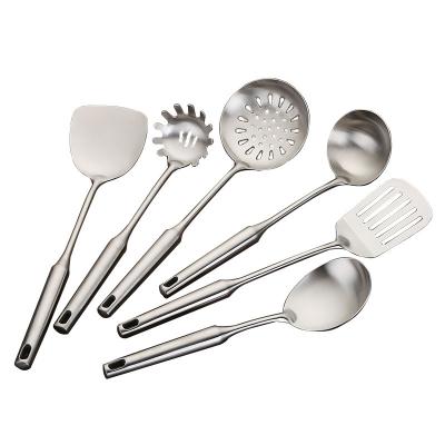 China China OEM Factory Stocked Wholesale Thickened Stainless Steel Spatula Colander Cooking Hot Pot Spoon Household Kitchen 6 Pcs Set for sale