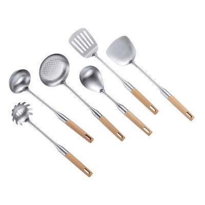 China OEM Viable Factory Wholesale China Kitchen Handle Stainless Steel Soup Spoon and Sieve Meal Spoon Kitchenware Cooking Set for sale