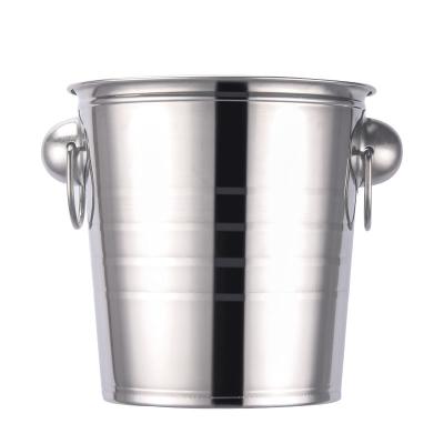 China Viable Portable Stainless Steel Ice Bucket Small Ice Bucket Thickened Round Head Champagne Bucket Bar Red Wine Barrel KTV Beer Barrel for sale