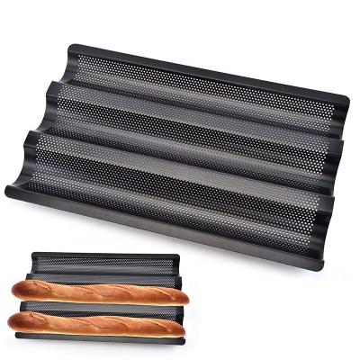 China Wholesale Metal China OEM Non-Stick 3 Slot Wave Mold Bread Bake Stick Pan Toast Box for sale