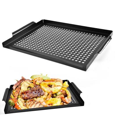 China Viable Wholesale Non-Stick Outdoor Household Tools Household Non-Stick BBQ Pan Factory OEM China Square Mesh Dish for sale