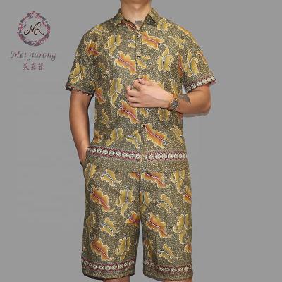 China Summer Suits Leisure Hawaiian Mesh Men's Casual Style QUICK DRY Swim Trunks And Shorts Shirt Printed Beach Suit Men for sale