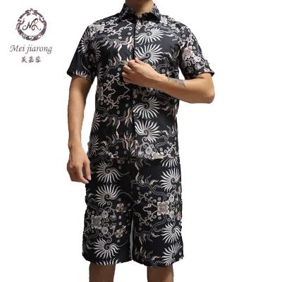 China Summer Leisure Suit Casual Style Shorts Sleeve QUICK DRY Hawaiian Shirt Printed Mens Beach Suits for sale