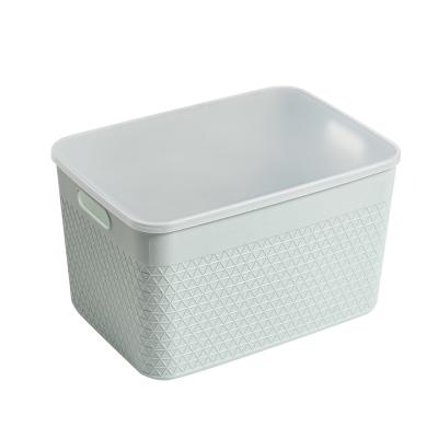 China Modern Plastic with Lid Large Storage Box Storage Basket Children's Toy Storage Box Desktop Stackable Storage Box Sundries Organizing Basket for sale