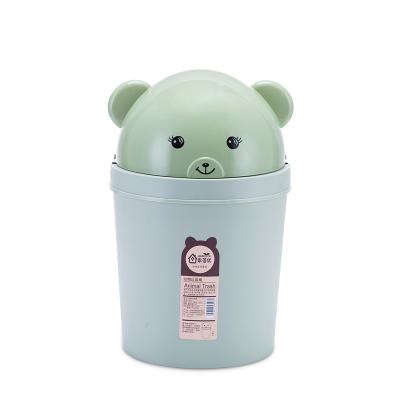 China Best Selling Household Viable With Creative Cute Small And Medium Bear Lid Trash Can Kitchen Trash Can for sale