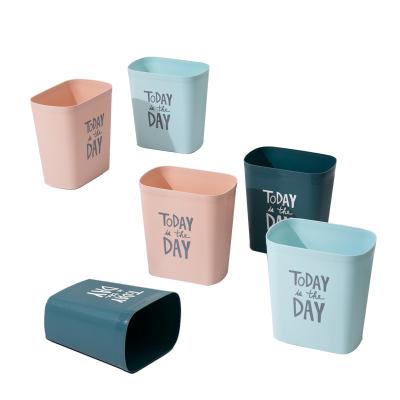 China Customizable solid color bathroom living room office kitchen trash can simple home viable storage bucket for sale