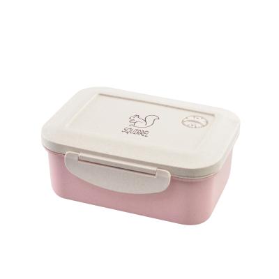 China Student Fresh Keeping Environmentally Friendly Portable Straw Fiber Lunch Box Freshness Keeping Rectangle Plastic Food Box for sale