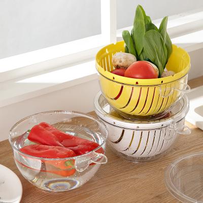 China Double-Layer Plastic Vegetable Basket Multifunctional Vegetable Basket Sink Filter Basket for sale