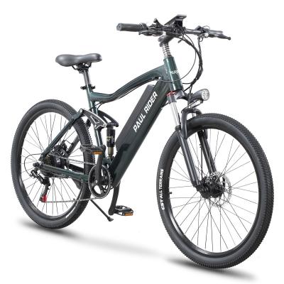 China Aluminum Alloy 48V 350W 10AH 7 Speed ​​Full Suspension Aluminum Alloy Frame Sight City E Bike Electric Mountain Bike for sale