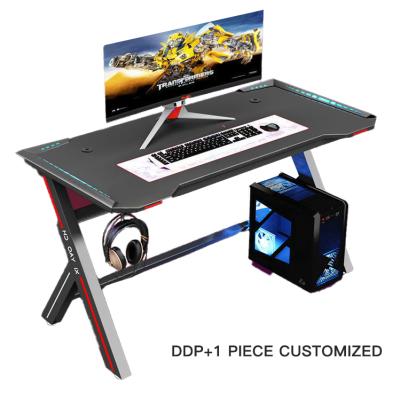 China Extendable Computer Desk With RGB Light Skin Sticker Cup Holder Earphone Hook Home Office Standing Work Desk for sale