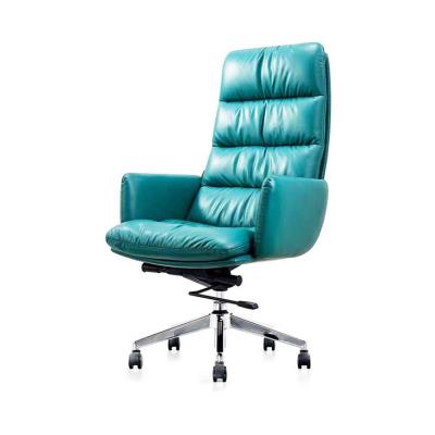 China Custom Ddp+1 Piece Massage Lift Leather Rotary Boss High Back Office Leather Ergonomic Chair for sale