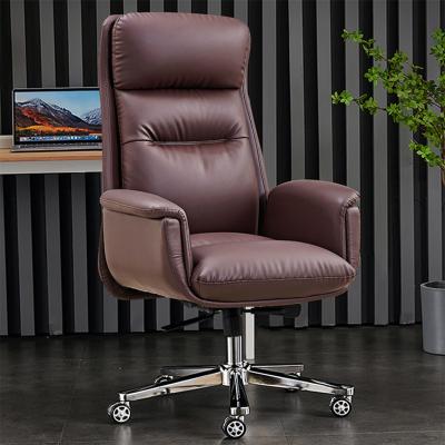 China Ergonomic High Back Massage Office Chair With Tan High Back With Padded Fun Italian Leather Rotary Chairs for sale