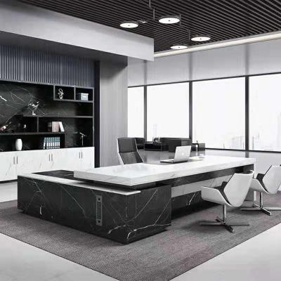 China Expandable Luxury Executive Office Furniture Design Modern Manager's Office White L Shaped Desks With Side Cabinet for sale