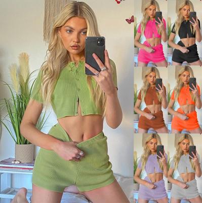 China 2022 New Arrival QUICK DRY Trending Products 2 Piece Set Women Short Set Irregular Color Leisure Sport Splicing Suit for sale