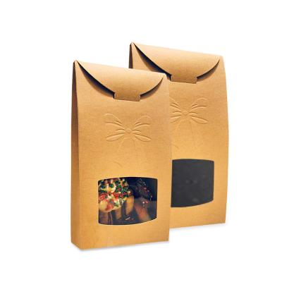 China Free Samples Recyclable Standing Up Pouches Brown Kraft Paper Bag With Window for sale