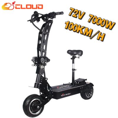 China CLOUD Electric Scooter Unisex Fast Electric Scooter 100km/h 7000w Double Motor Foldable With Seat Powerful Electric Scooters Adult for sale