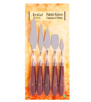 China Wood+Stainless Steel 5pcs Mixed Stainless Steel Painting Palette Knife with Plastic Handle Scraper Art Supplies for Artist Canvas for sale