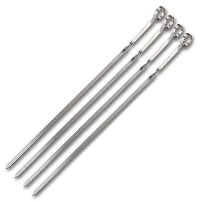 China Easily Cleaned BBQ Sign BBQ Spits Stainless Steel Reusable Flat BBQ Spits BBQ Needle Bar Picnic Outdoor Camping Tool for sale