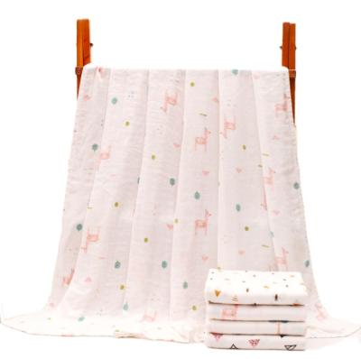 China BPA Free 2 Layer Summer 110*140cm Custom Soft Baby Knit Cotton Bamboo Organic Muslin Knitted Cloth Muslim Bath Towel Wrap Blankets for sale