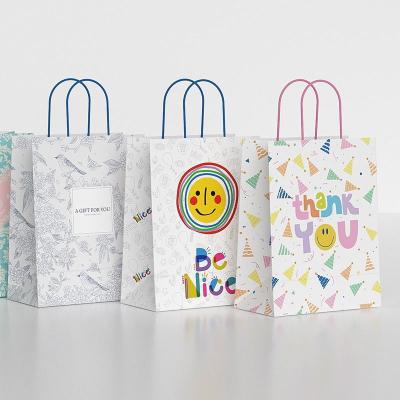 China Christmas Custom Print Logo Kraft Paper Shopping Bags With Handles for sale